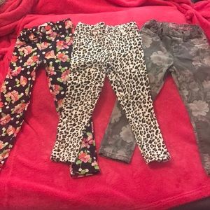 3 pairs Toddler Girls Skinny Jeggings Fun print!